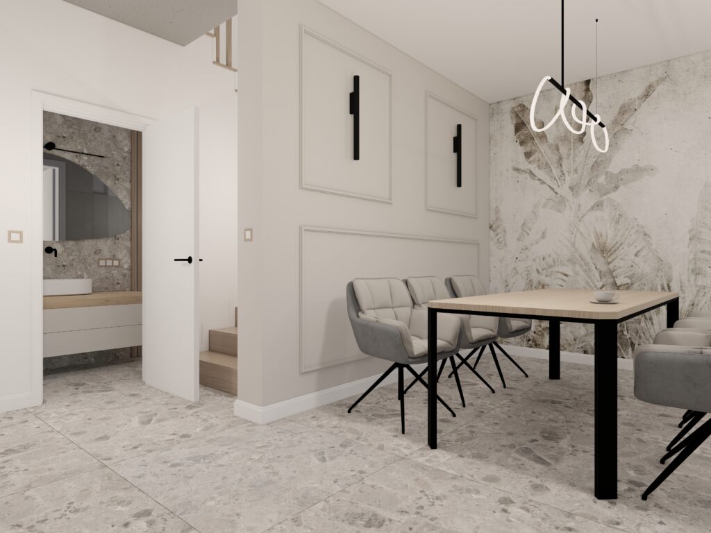Projekt wnętrza – Nowoczesny salon z kuchnią – Lędziny – zdjęcie 6
